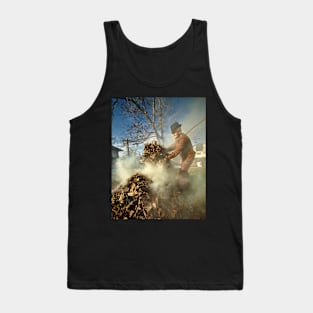 Old farmer burning dead leaves Tank Top